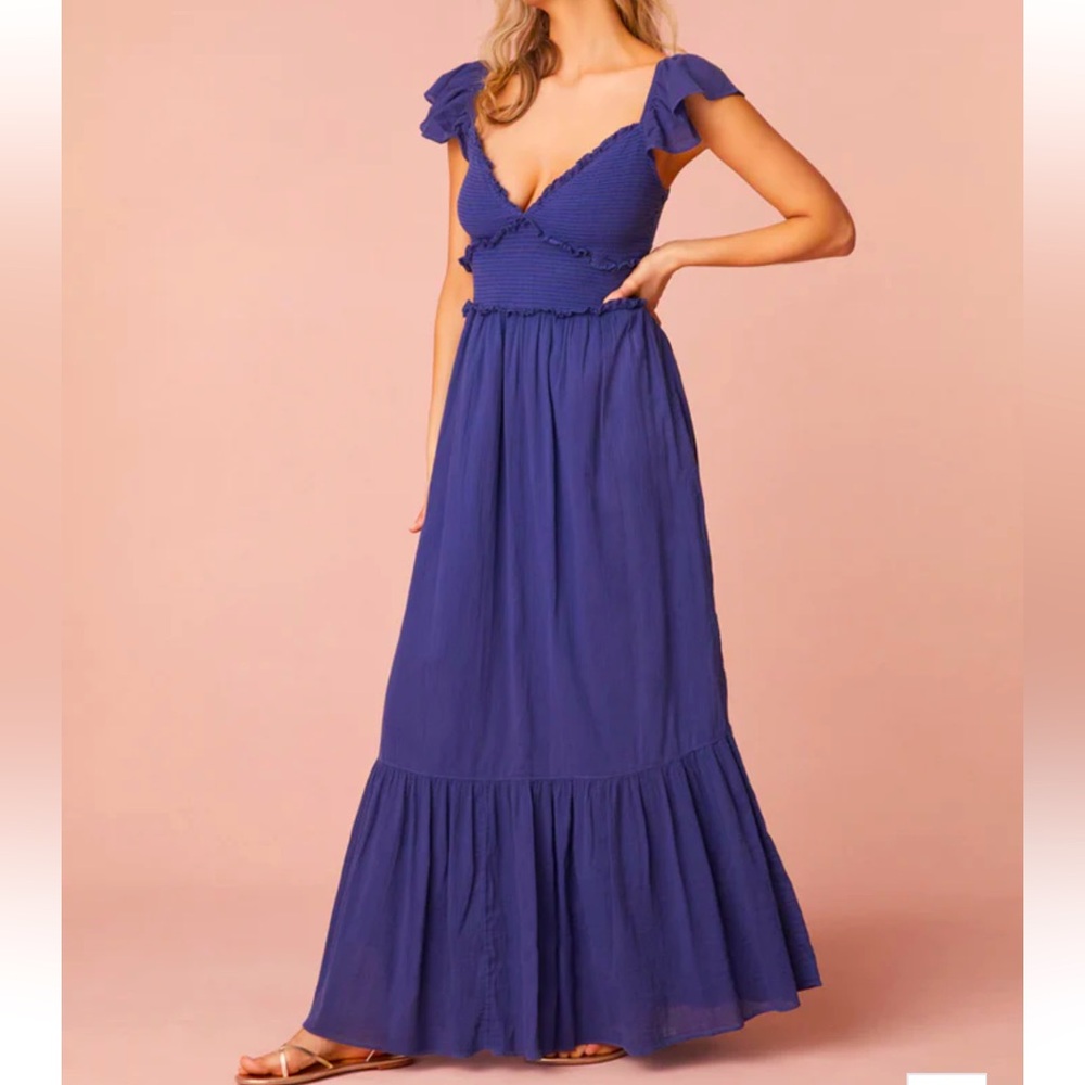 LoveShackFancy Katina Cotton Maxi Dress Size Medium Midnight